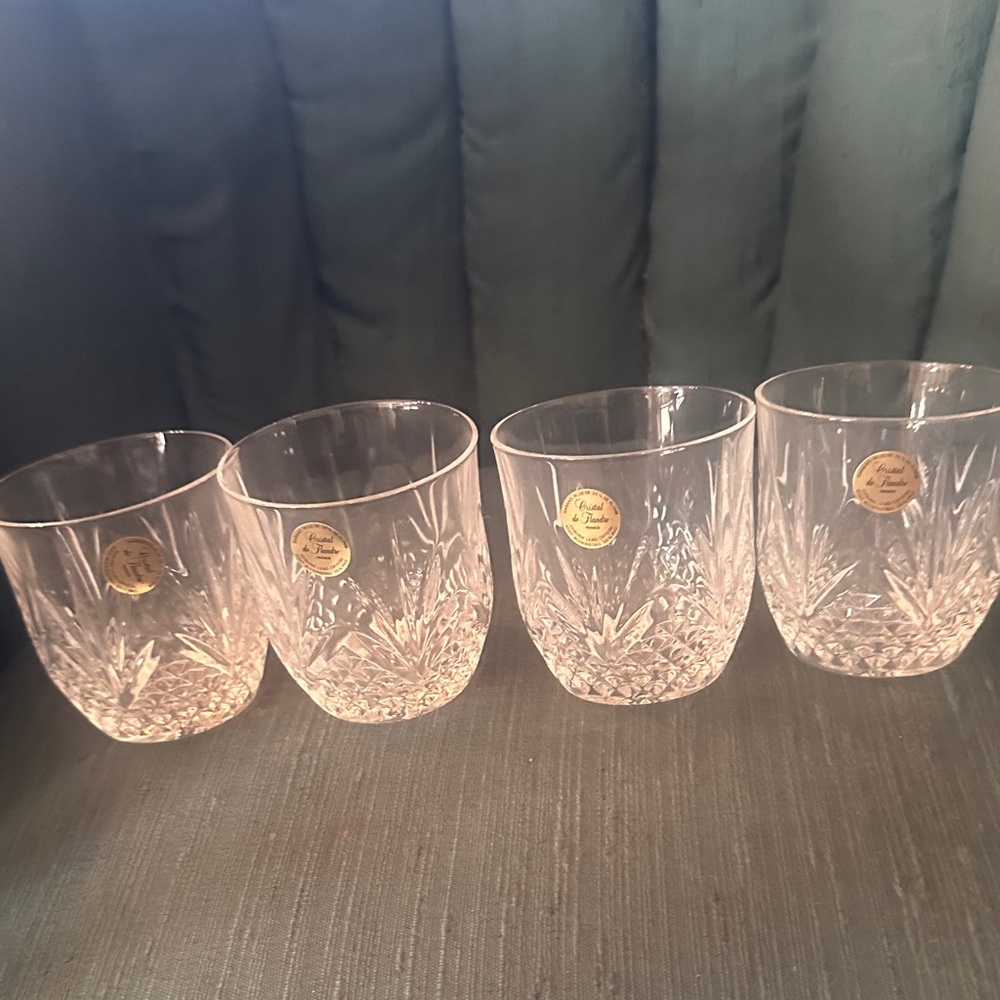 Crystal Cut Tumbler Glasses - Clear Pink (Set of 4)